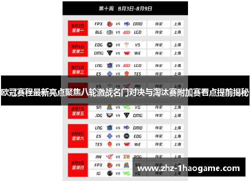欧冠赛程最新亮点聚焦八轮激战名门对决与淘汰赛附加赛看点提前揭秘
